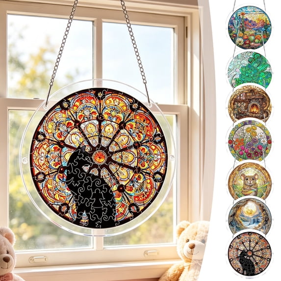 Acrylic Jigsaw Puzzle, DIY Assemble Precision Cut Shatter-Resistant Burr-Free Interlocking Clear Acrylic Puzzle for Home Desktop Wall Shelf Tabletop Window Decor Gifting, Y