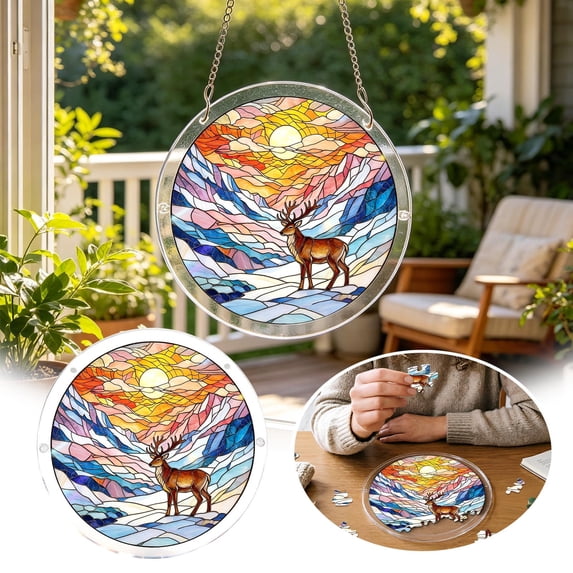 Acrylic Jigsaw Puzzle Sun-Catching Window Decoration, 7.4 Inches, Suitable For Garden Decoration, Suitable As Birthday Gifts Or Home Decorations Graduation Gift Mother'S Day Gift For Mom Home Decor