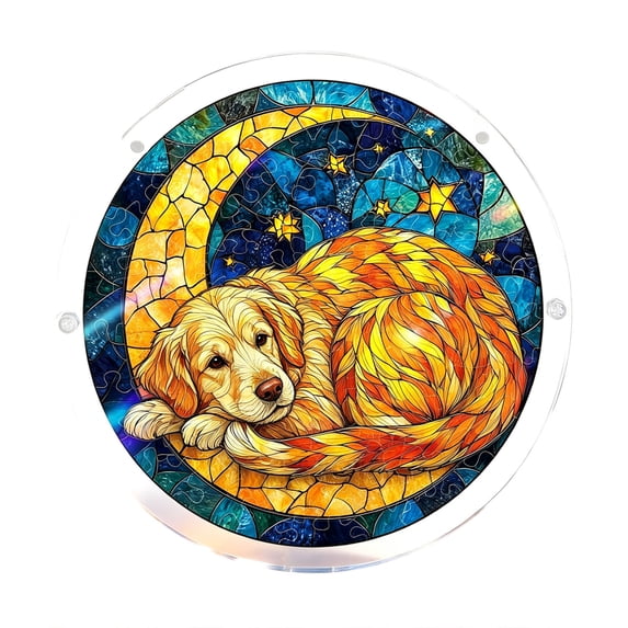 Acrylic Jigsaw Puzzle Suncatcher, 7.4 in Animal Series Sun Catcher Stained Glass Acrylic Puzzle Decoration for Women Men Mom Birthday Gift Home Decor