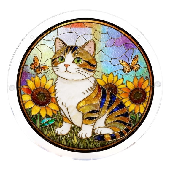 Acrylic Jigsaw Puzzle Suncatcher, Stained Glass Window Hanging, DIY Sun Catcher Kit Home Decor for Window Garden Hanging, Gift for Women, Mom, Friends (7.48 Inch)
