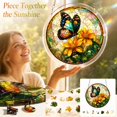 thumbnail image 1 of Acrylic Jigsaw Puzzle Suncatcher Stained glass acrylic style Window Hanging 8 Inch Round Wall Art for Home Decor Window Decorations Hanging Wall Decor Sunflower and Butterfly Design, 1 Pack, 1 of 6