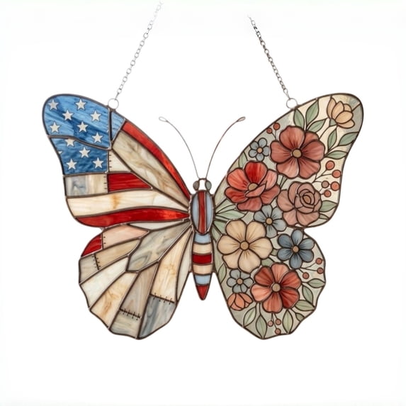 Acrylic Jigsaw Puzzle Suncatcher-Stress Relief Jigsaw Puzzle, Window Suncatcher Acrylic Puzzle, DIY Suncatcher Kits for Adults, Home Decor Gift for Women, Mom, Friends(7.4in) 4th of July Vermilion