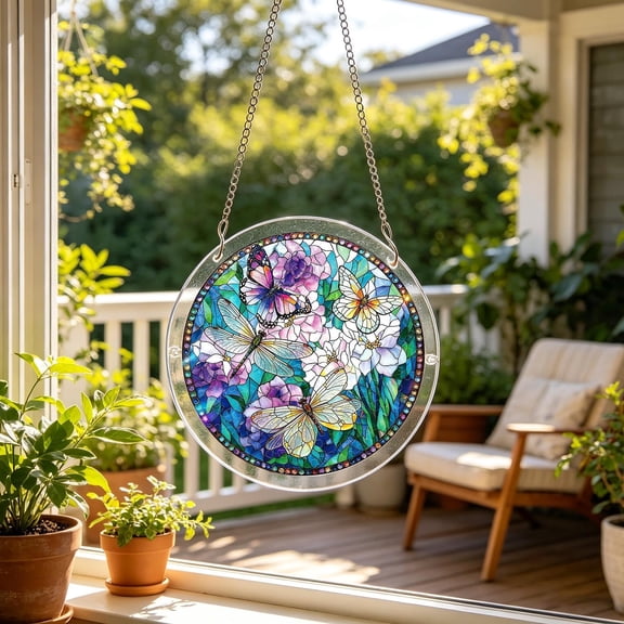Acrylic Jigsaw Puzzle Suncatcher Window Hanging, SWildflower tained Glass Window Art with Rainbow Refraction, Aesthetic Sun Catcher Puzzle Decoration for Home DecorAs Shown