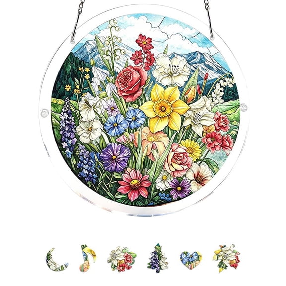 Acrylic Jigsaw Puzzle Suncatchers, Acrylic Puzzle Sun Catcher for Adult,83 Pieces Colorful Sunrise Sun Catchers Window Panel,Hummingbird SunCatchers Puzzles Decor for Garden Door & Window