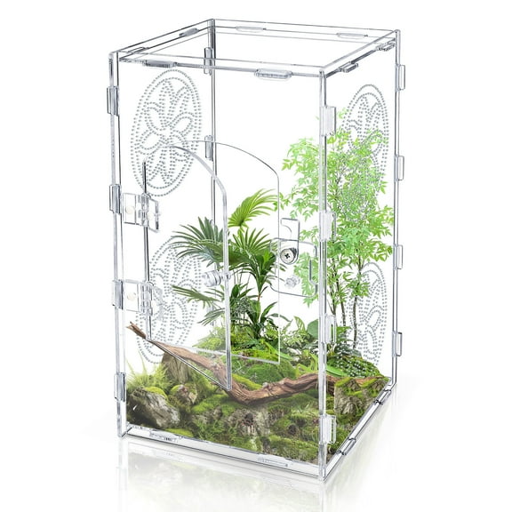Acrylic Jumping Spider Enclosure, 11.8x6x6 Inch Tarantula Enclosure, Jumping Spider Accessories with Front Opening Door