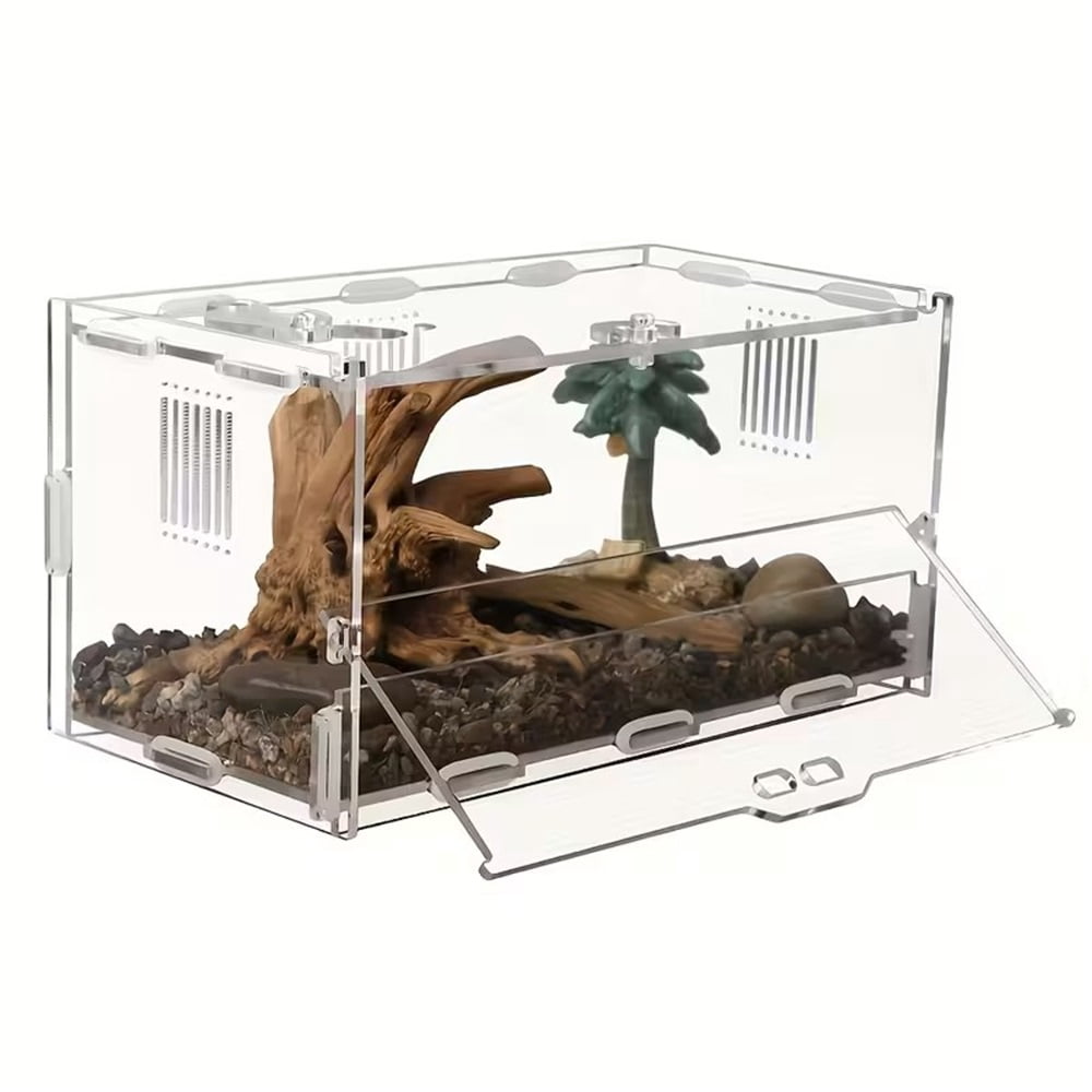 Acrylic Jumping Spider Enclosure Reptile Terrarium with Front Opening Door Reptile Tank for Tarantula Small Reptile