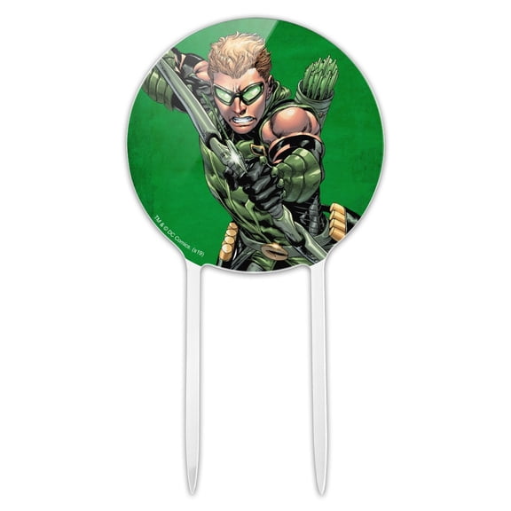 Acrylic Justice League Green Arrow Character Cake Topper Party Decoration for Wedding Anniversary Birthday Graduation