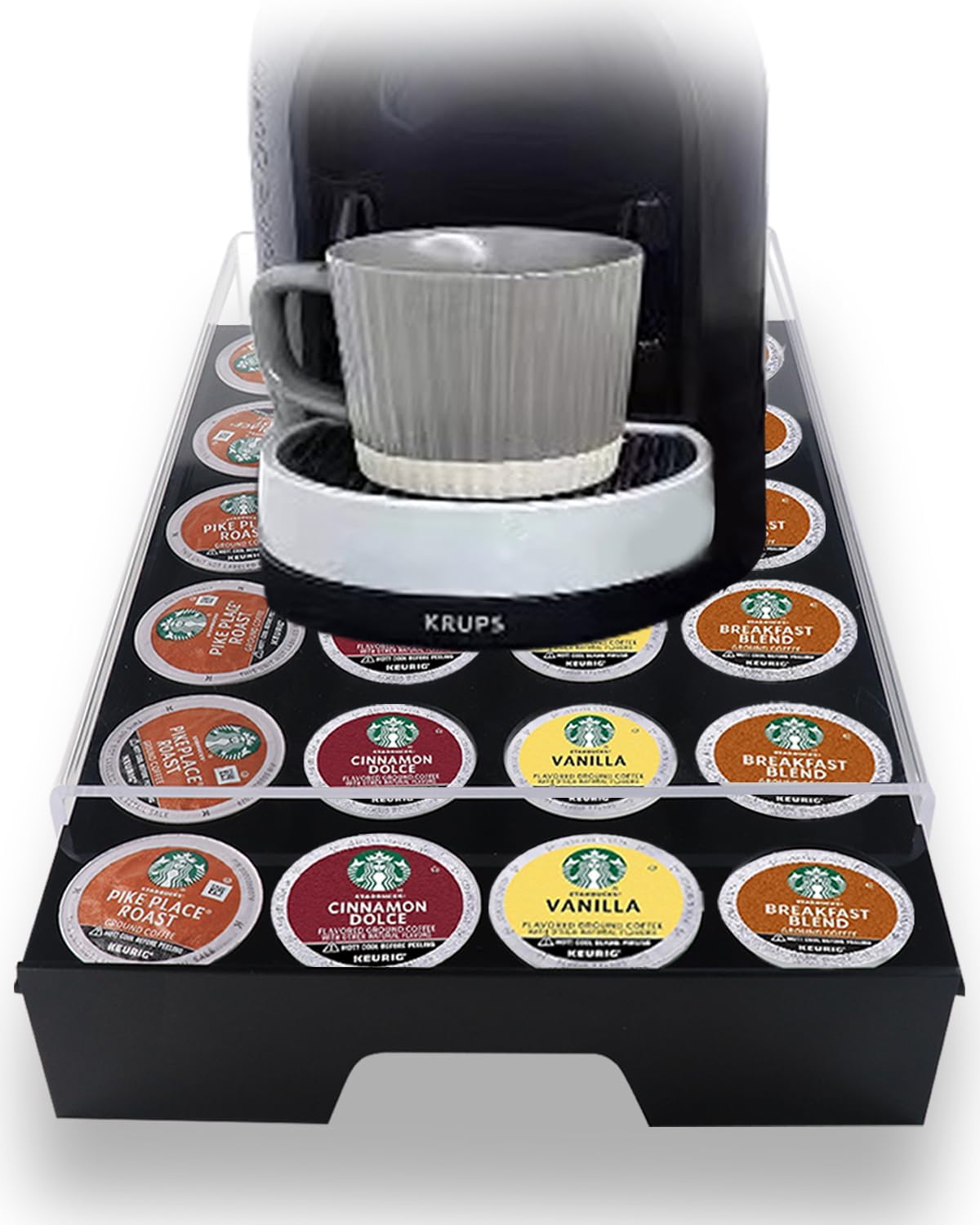Acrylic K Cup Holder, Coffee Pod Storage Drawer, 24pod Organizer