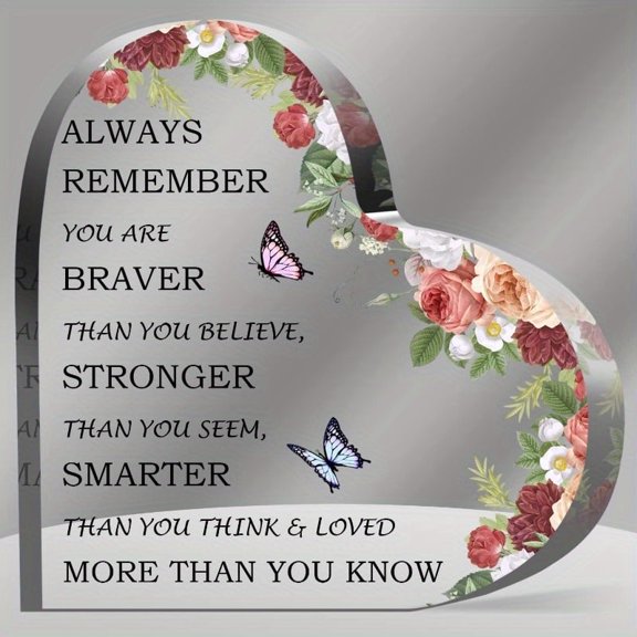 Acrylic Keepsake With Floral Butterfly Inspirational Desk Paperweight For Women Motivational Office Decor Graduation Gift For Her Photography Prop Inscription | Inscription