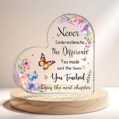 Acrylic Keepsake Retirement Gift For Women Colleagues Friends Teachers Nurses Doctor Mom Retirees Bosss Leader Coworker Leaving Going Away Present Tabletop Display Home Office Desk 6 x 6 Inch