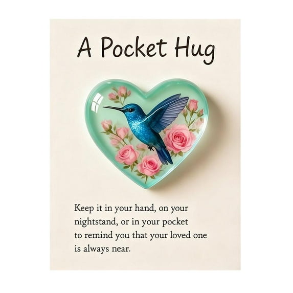 Acrylic Keepsake Token With Blue Hummingbird And Forget - Me - Not Blossoms for Comfort During Separation, Ideal for Gifting