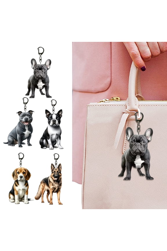 Acrylic Keychain 2D Dog Shape Fine Craftsmanship Keyring Decorative Backpack Handbag Phone Car Pendant