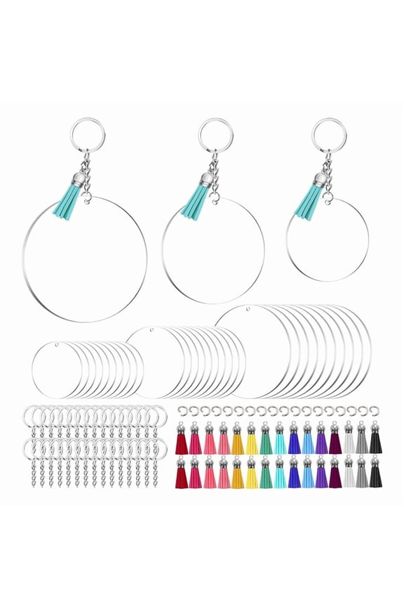 Acrylic Keychain Blank Set: 3 Inch 2.5 Inch 2 Inch Round Clear Acrylic Blanks,for DIY Keychain Craft