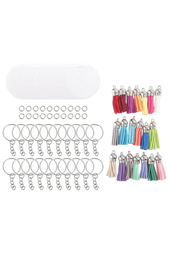 Acrylic Keychain Blank Set, Transparent Round Acrylic Blank Bulk (5 Inches), Suitable for Vinyl Resin Craft Project DIY