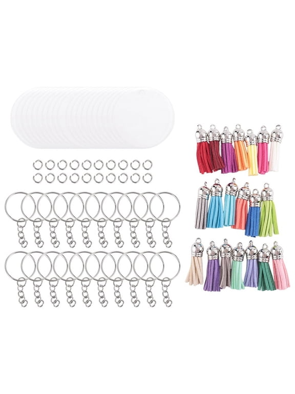 Acrylic Keychain Blank Set, Transparent Round Acrylic Blank Bulk (5 Inches), Suitable for Vinyl Resin Craft Project DIY