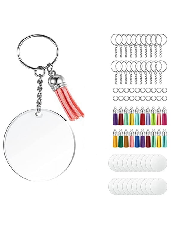 Acrylic Keychain Blank Set, Transparent Round Bulk (5 Inches), Suitable for Vinyl Resin Craft Project DIY