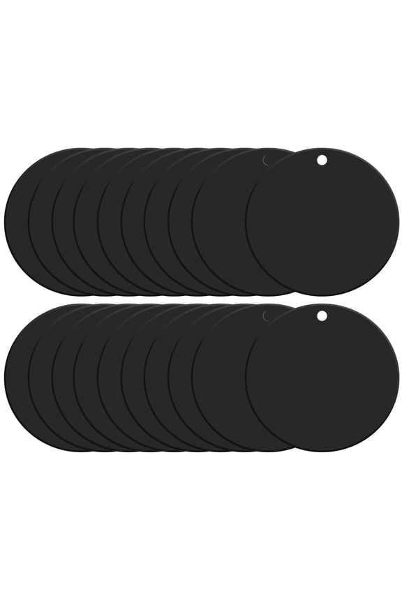 Acrylic Keychain Blanks, 3 Inch Round Clear Disc Ornaments with Hole, Black, Pack of 20