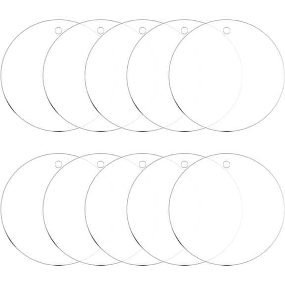Acrylic Keychain Blanks, 4 Inch Round Clear Disc Ornaments with Hole for DIY Keychain, Crafting Vinyl Projects, Tree Decoration, Transparent, Pack of 10 Transparent
