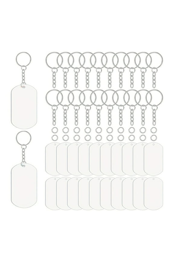 Acrylic Keychain Blanks Clear Ornament Blanks Set for DIY Keychain Crafts Jewelry Labels Gifts Packaging