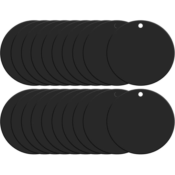 Acrylic Keychain Blanks, Round Clear Disc Ornaments with Hole for Crafting Vinyl Projects, Tree Decoration Black 2.5 Inch