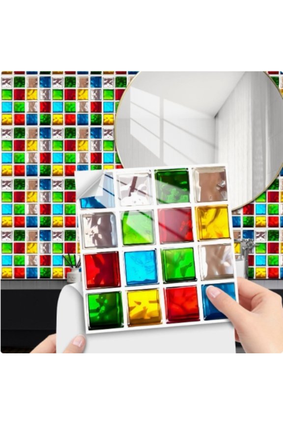 Acrylic Keychain PVC Adhesive Tile Stickers 10PCS Geometric Grid Wall Durable For Backpack Purse Handbag Clear