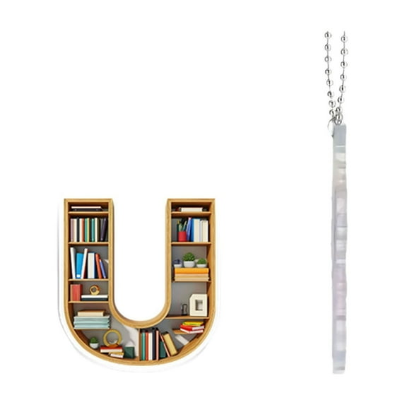 Acrylic Keychain Pendant 26 Letter Bookshelf Mini Colorful Durable Decorative Key Ring Lover Gift for Keys Bags Car Rearview Mirror Unique Alphabet Accessory