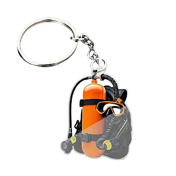 Acrylic Keychain Pendant Keyring with Diving Design Holder for Packaging Pendant and Decors