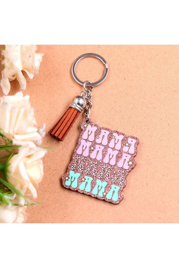 Acrylic Keychain Mothers Day Gift Floral Glitter Key Ring for Couples Spring Festival Present Key Accessories and Ring
