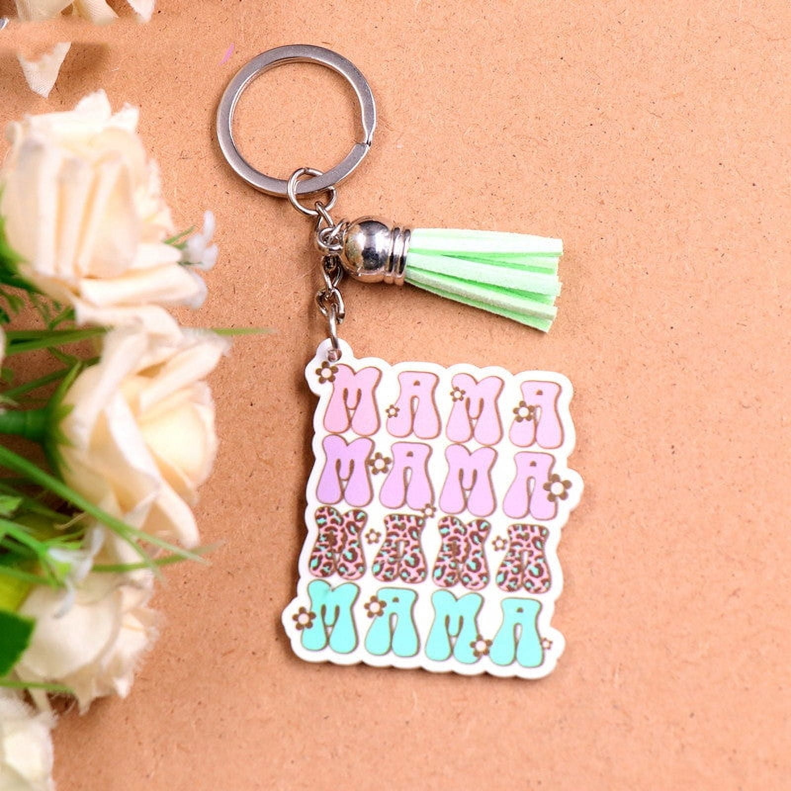 Acrylic Keychain Mothers Day Gift Floral Glitter Key Ring for Couples Spring Festival Present Key Accessories and Ring