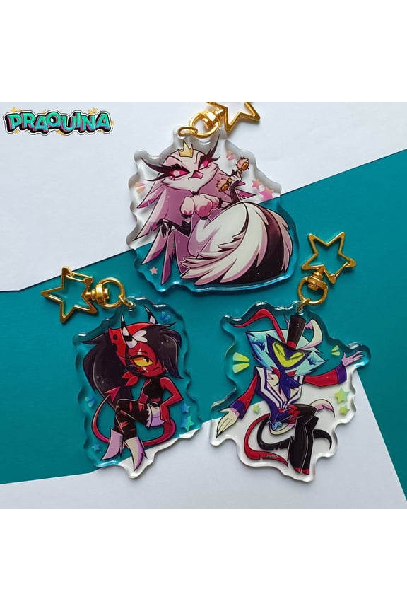 Acrylic Keychains: Helluva Boss (Asmodeus, Stella, Sallie May) (1 keychain)
