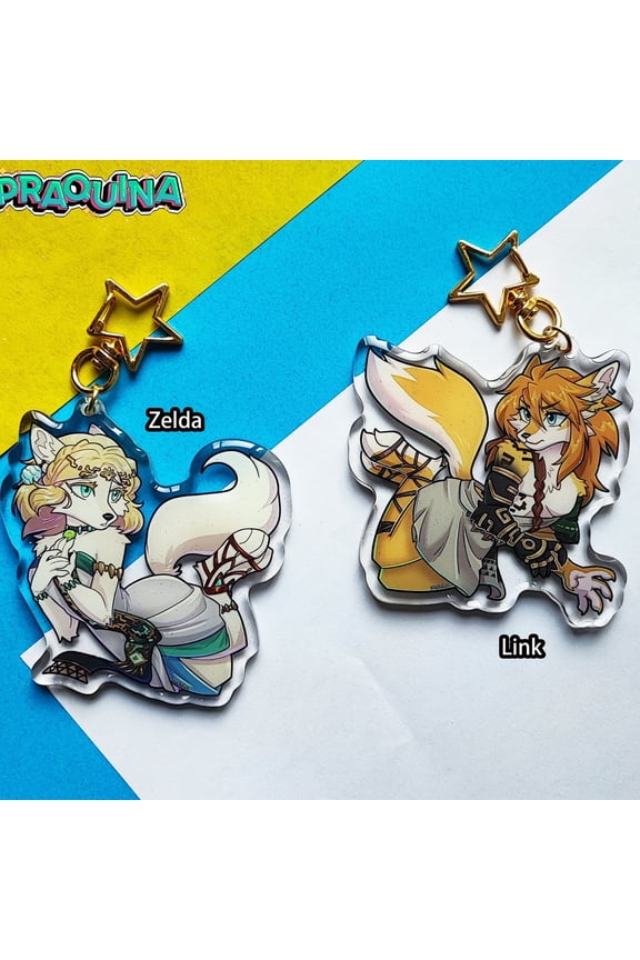 Acrylic Keychains: Zelda & Link Wolf, random 1pc