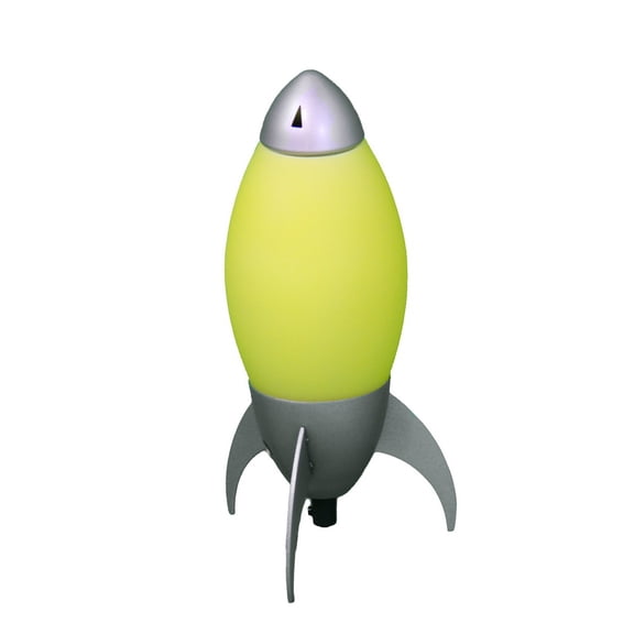 Acrylic Kids Table Lamp, 10.5-Inch Rocket Ship Design Yellow, Children's Bedroom Desk Night Light Decor