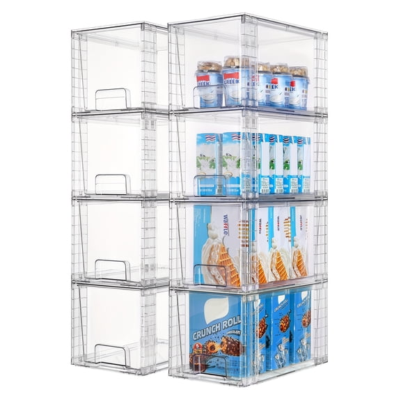 Acrylic Kitchen Shelf Organizers Spacious Stackable Drawers with Handles Easy Assemble Desktop Storage Bins for Food Sauces Snacks Spice Jar Organization