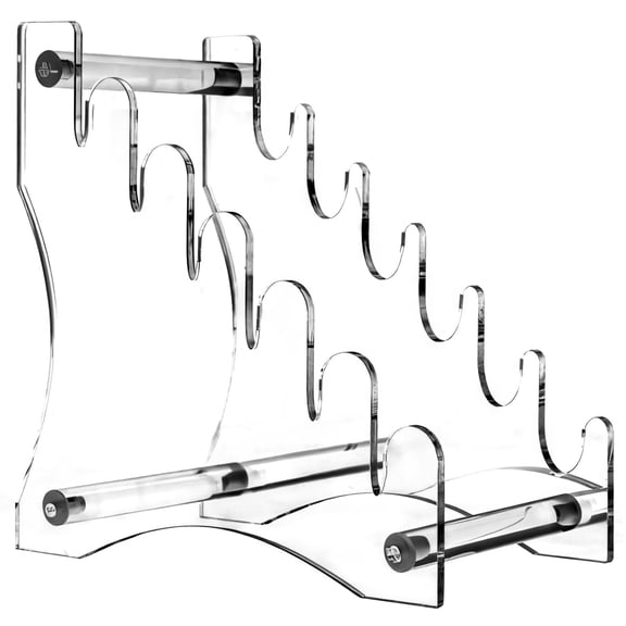 Clear Acrylic 6-Slot Knife Display Stand - Detachable Stair-Step Rack for Kitchen & Collectible Knives, Transparent Storage & Showcase Rack