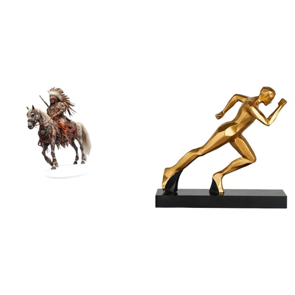 Acrylic Knight Runner Statue Abstract Art Sculpture Waterproof Table Centerpiece for Home Office Desk Decor