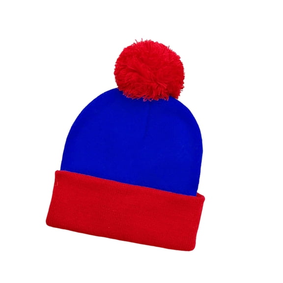 Acrylic Knitted Hat with Fuzzy Top Stretchable Unisex Winter Cap For Halloween Christmas Festival Family Gathering