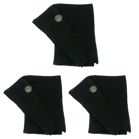 Acrylic Knitted Ladies' Shoulder Wrap/Scarf, Big Buttons, Versatile Black Lot Of 3, 68" x 18" Approx.