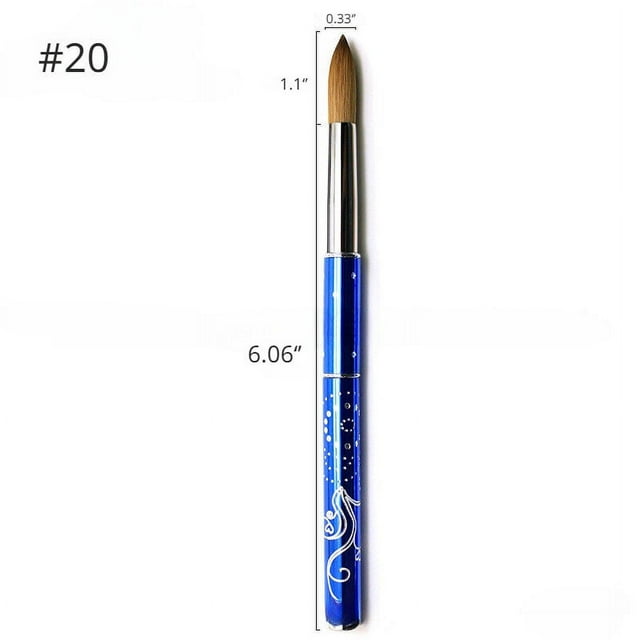 Acrylic Kolinsky Nail Brushes Size 1420 Blue Metal Handle Nail Art