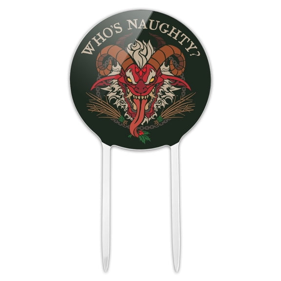 Acrylic Krampus Who's Naughty Christmas Holiday Cake Topper Party Decoration for Wedding Anniversary Birthday Graduation