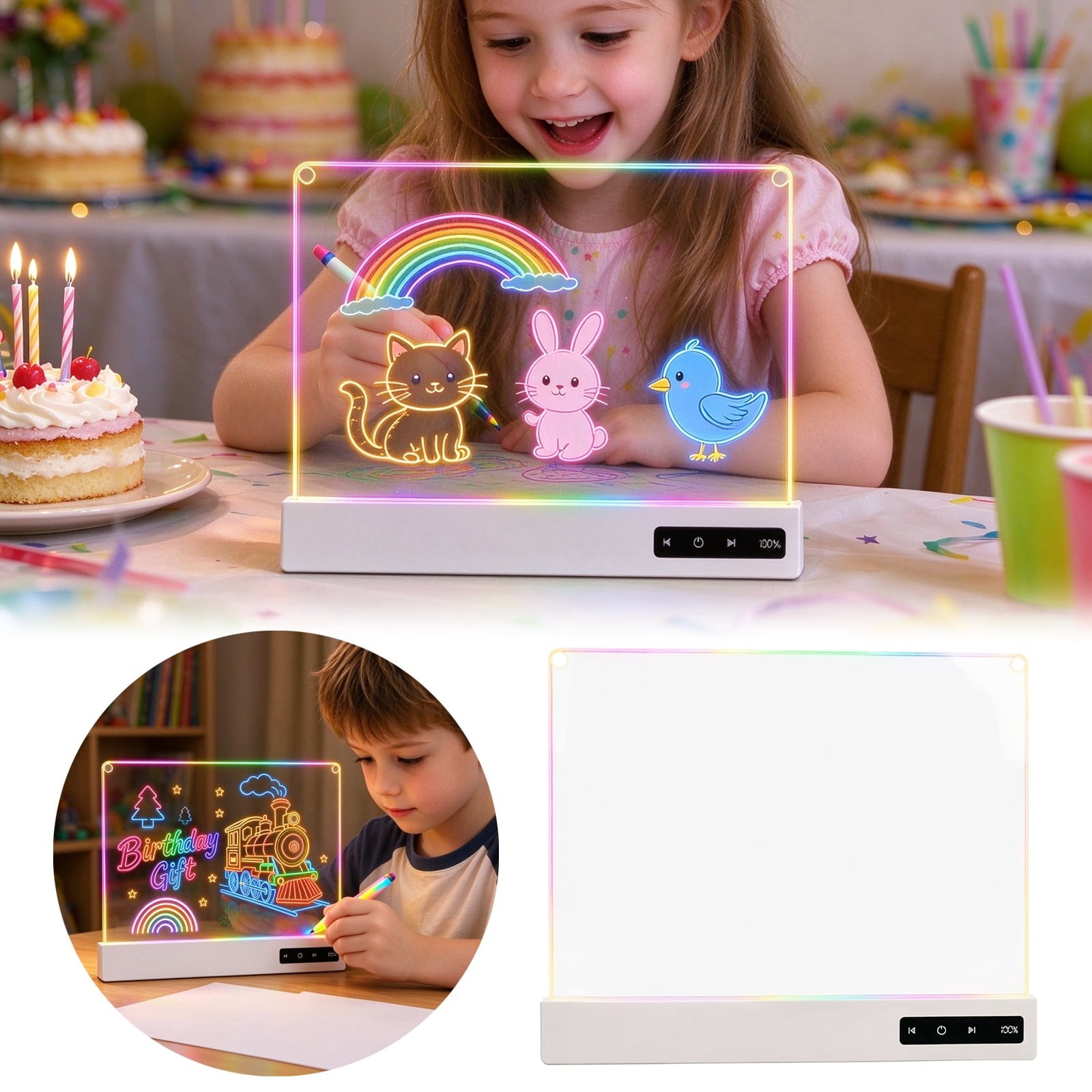 Acrylic LED Light Drawing Board RGB Glow Writing Board For Kids ...