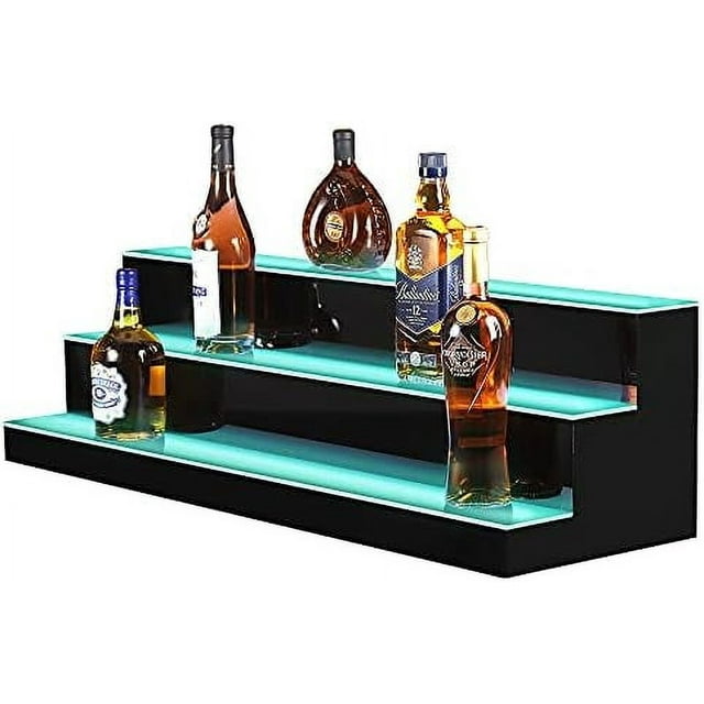 Acrylic LED Liquor Bottle Display Shelf 40 Inch 3 Step Detachable ...