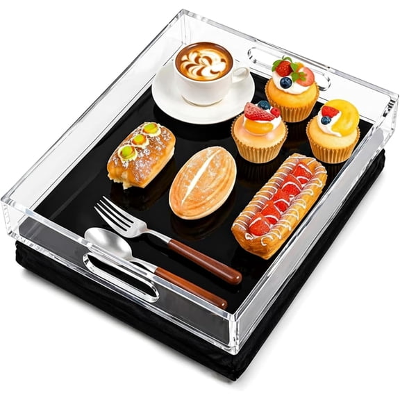 Acrylic Lap Tray with Cushion 16.5 x 13 Portable Lap Trays for Eating, Non-Slip Surface for Eating, Reading, or Laptop Use Comfortable BedTray with Soft Pillow