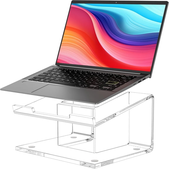 Acrylic Laptop Stand for Desk, Laptop Riser for 10-15.6 Inch Laptops, Ergonomic Computer Stand Holder Compatible with Macbooks and Notebooks- Clear