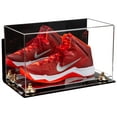 thumbnail image 1 of Acrylic Large Shoe Display Case for Basketball Shoe Soccer Cleat Football Cleat with Mirror, Wall Mount, Gold Risers and Clear Base (A013-GR), 1 of 3