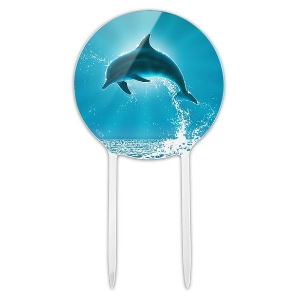 Acrylic Leaping Dolphin Ocean Light Cake Topper Party Decoration for Wedding Anniversary Birthday Graduation