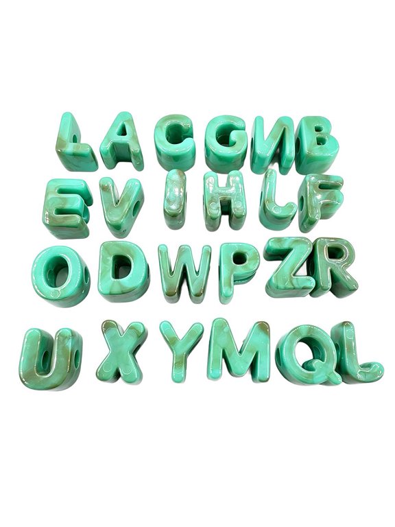 Acrylic Letter Beads, Marble Alphabet Beads with Horizontal Holes, DIY Name Bracelet and Keychain Making Supplies