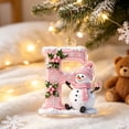 thumbnail image 1 of Acrylic Letter Christmas Ornament Pink Snowman Monogram Hanging Decoration with Initial for Xmas Tree Gift for Friends (3.15In), 1 of 7