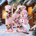 thumbnail image 1 of Acrylic Letter Christmas Ornament Pink Snowman Monogram Hanging Decoration with Initial for Xmas Tree Gift for Friends (3.15In), 1 of 7