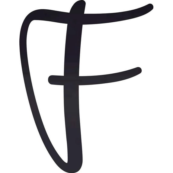 Acrylic Letter F Script, 3'' Tall Transparent Black Alphabet Craft, Color Options