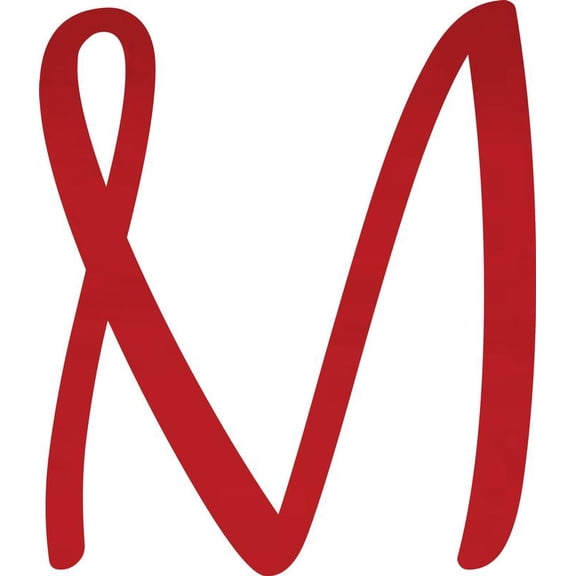 Acrylic Letter M Script, 3'' Tall Transparent Red Alphabet Craft, Color Options